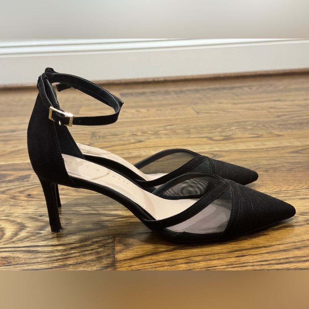 New Kelly and Katie Elegant Black Ankle Strap Heels